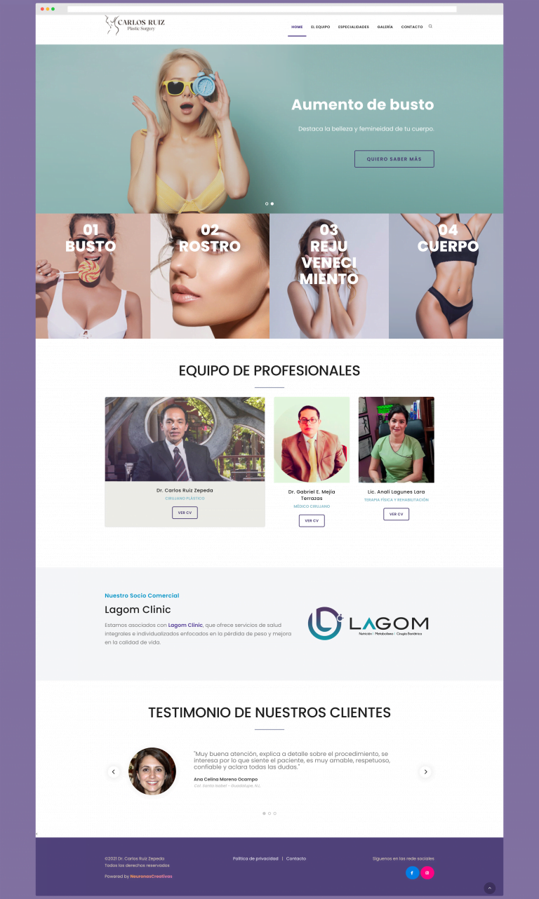 Sitio web para el Doctor Carlos Ruiz - Cirujano Plástico Certificado CDMX