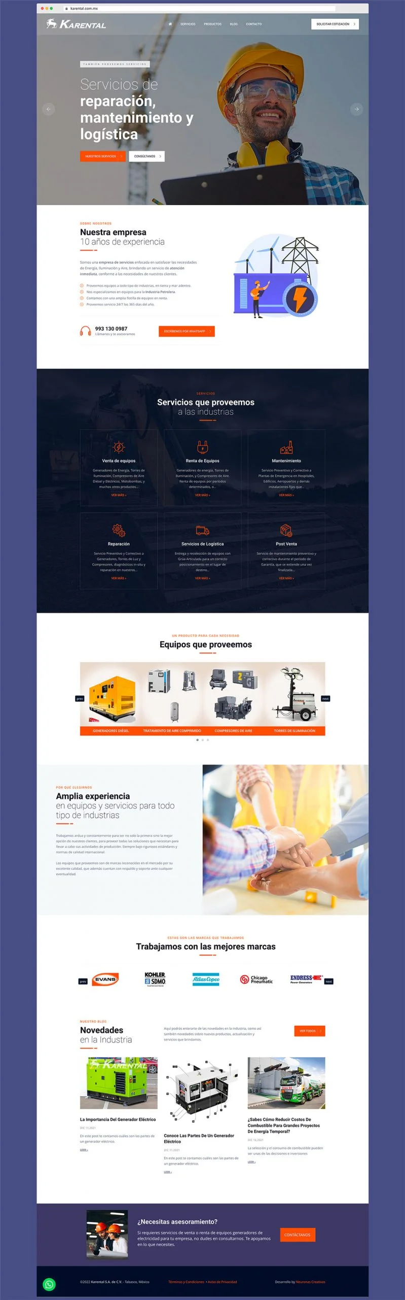 Karental Servicios Industriales web realizada en WordPress