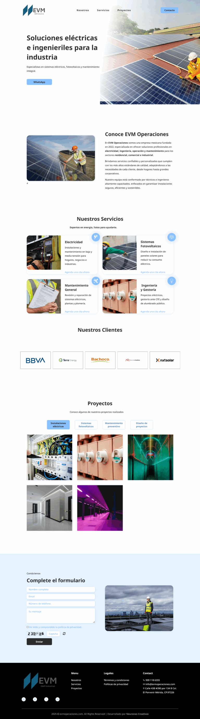 Mockup evmoperaciones sitio web